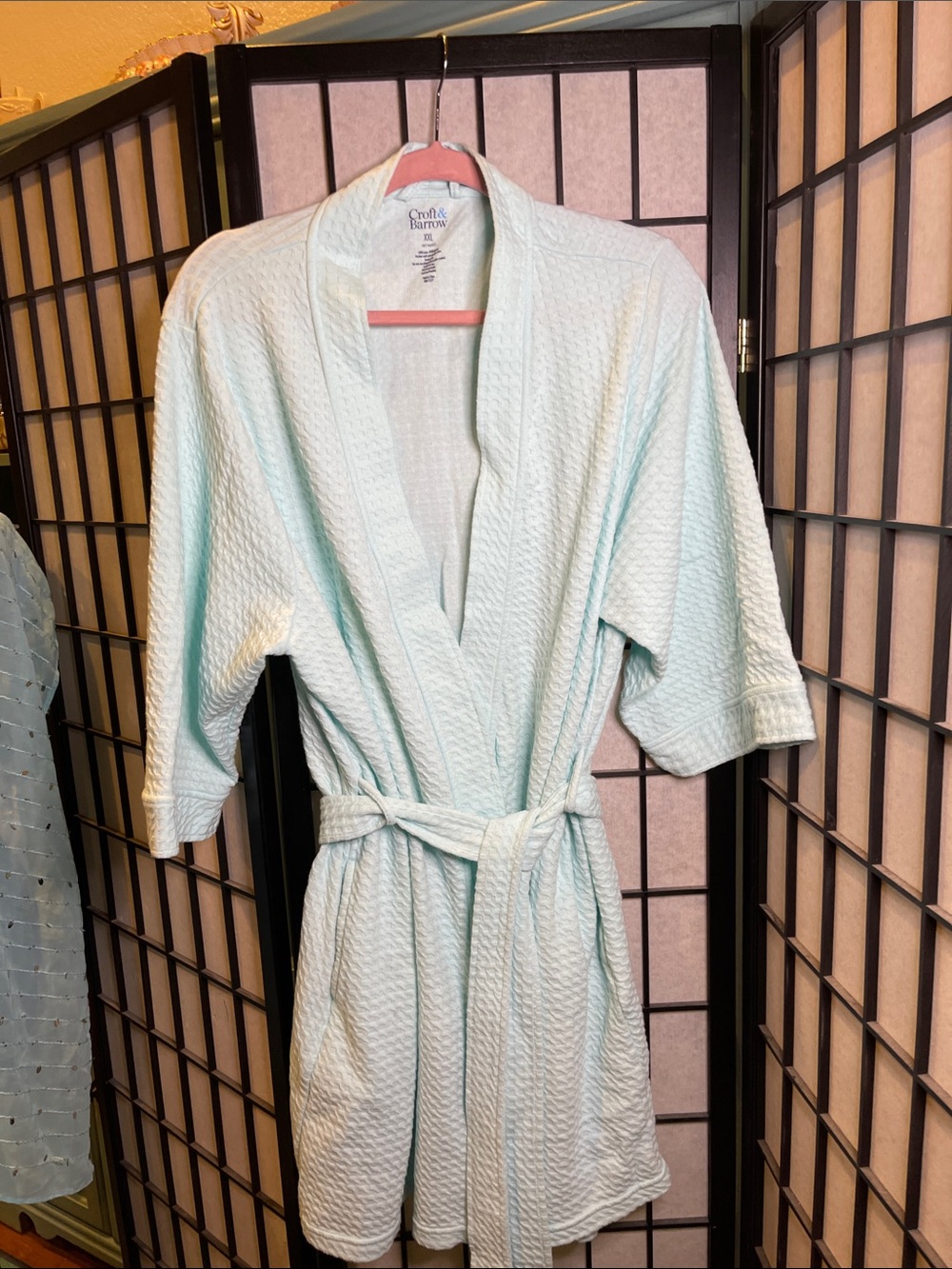 croft & barrow  Seafoam Green Waffle-Texture Spa Robe